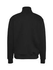 Tommy Jeans Black Black Badge Quarter Zip 100% Cotton Sweatshirt - Image 6 of 7