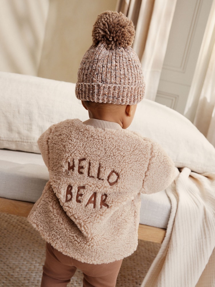 Marrón con texto «Hello Bear» - Chaqueta de bebé de borreguito marrón con texto «Hello Bear» - Imagen 1 de 10 Marrón con texto «Hello Bear» - Chaqueta de bebé de borreguito marrón con texto «Hello Bear» - Imagen 1 de 10