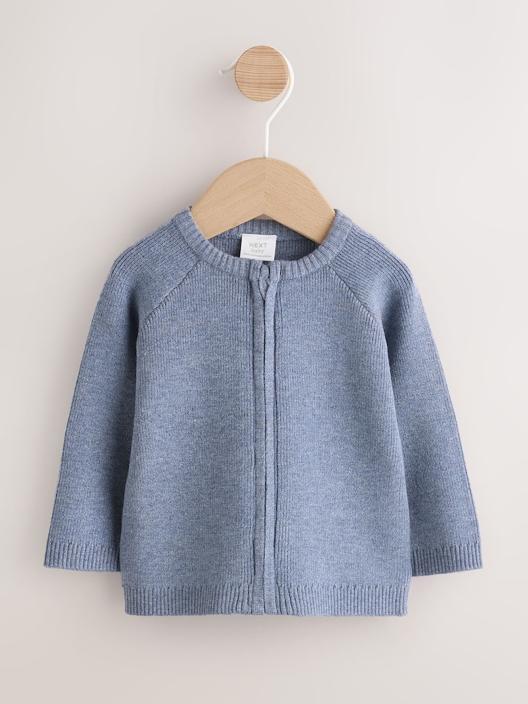Blue Knitted Baby Cardigan (0mths-2yrs) - Image 1 of 7 Blue Knitted Baby Cardigan (0mths-2yrs) - Image 1 of 7