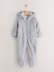 Grey Baby Fleece Pramsuit - Image 1 of 9