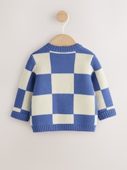 Blue Checkerboard Embroidered Character Baby Knitted Cardigan (0mths-2yrs) - Image 2 of 7