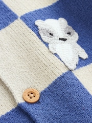 Blue Checkerboard Embroidered Character Baby Knitted Cardigan (0mths-2yrs) - Image 6 of 7