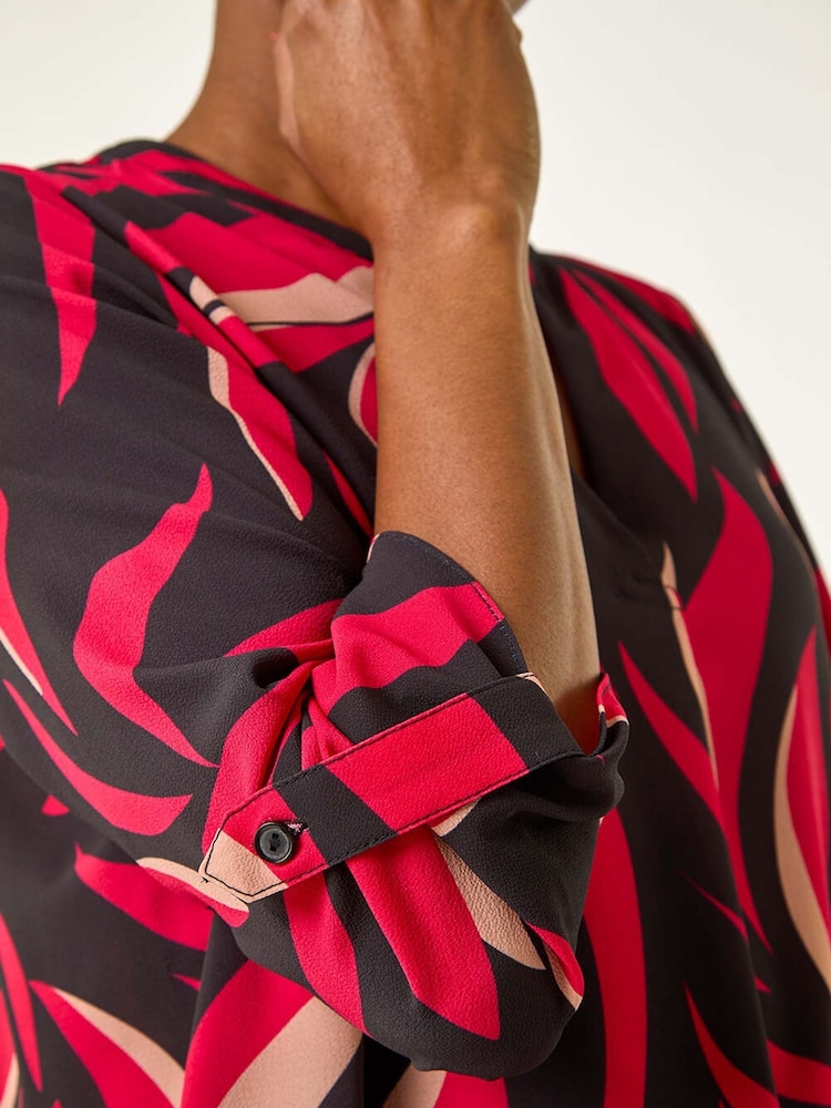Roman Red Abstract Cut Away Neck Top - Image 5 of 5 Roman Red Abstract Cut Away Neck Top - Image 5 of 5