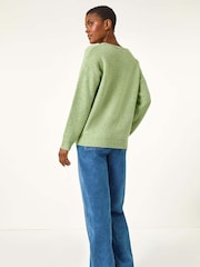 Roman Green Soft V-Neck Star Jumper - Image 3 of 5
