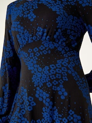 Roman Blue Ditsy Floral Gathered Stretch Dress - Image 5 of 5