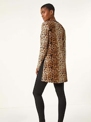 Roman Brown Animal Print Button Detail Top - Image 4 of 6