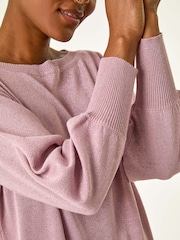 Roman Pink Shimmer Slash Neck Jumper Dress - Image 5 of 5