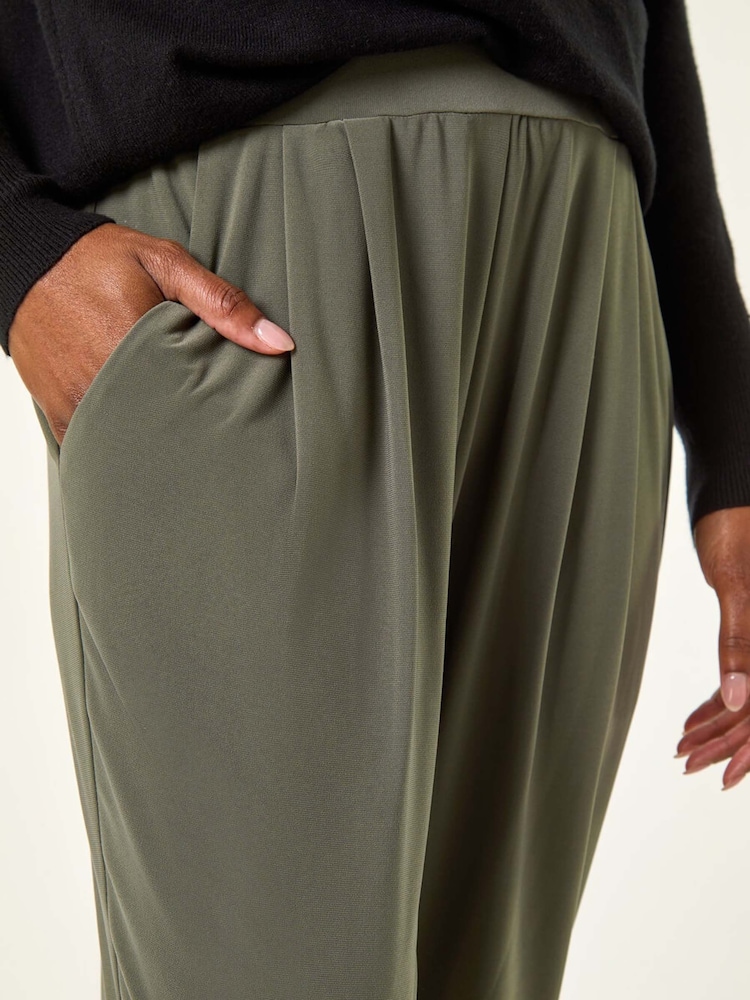 Roman Green Elastic Waist Straight Hareem Trousers - Image 5 of 5