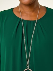 Roman Green Chiffon Banded Hem Pleated Top - Image 5 of 5
