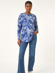 Roman Floral Print Ribbed Top - Imagen 1 de 5