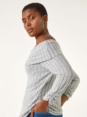 Roman Soft Ribbed Bardot Stretch Top - Imagen 1 de 6