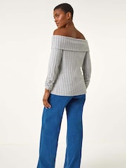 Roman Soft Ribbed Bardot Stretch Top - Imagen 4 de 6