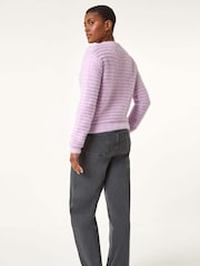 Roman Purple Fluffy Knit Button Cardigan - Image 4 of 5