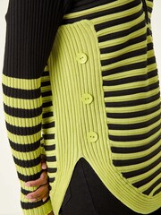 Roman Green Stripe Zip Front Ribbed Knit Jumper - Image 5 of 5
