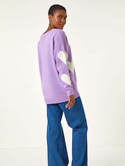 Roman Purple V-Neck Heart Detail Knit Jumper - Image 3 of 5