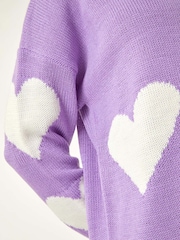 Roman Purple V-Neck Heart Detail Knit Jumper - Image 5 of 5