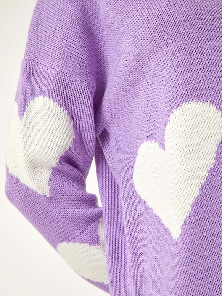Roman Purple V-Neck Heart Detail Knit Jumper - Image 5 of 5