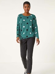 Roman Green Spot Print Snit Top - Image 1 of 6