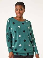 Roman Green Spot Print Snit Top - Image 3 of 6