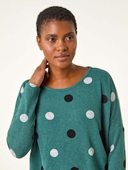 Roman Green Spot Print Snit Top - Image 5 of 6