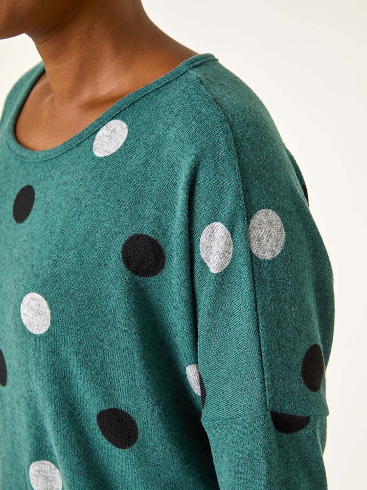 Roman Green Spot Print Snit Top - Image 6 of 6
