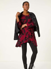 Roman Red Brush Print Hanky Hem Top - Image 1 of 5