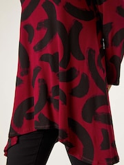 Roman Red Brush Print Hanky Hem Top - Image 5 of 5