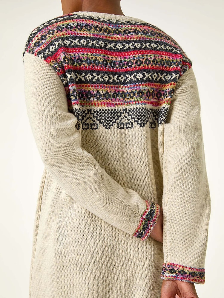 Roman Natural Nordic Pattern Knitted Shift Dress - Image 2 of 5