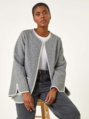 Roman Grey Contrast Blanket Stitch Jacket - Image 1 of 5