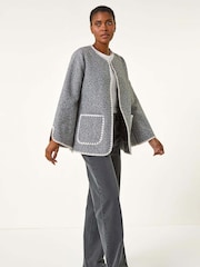 Roman Grey Contrast Blanket Stitch Jacket - Image 2 of 5