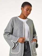 Roman Grey Contrast Blanket Stitch Jacket - Image 4 of 5