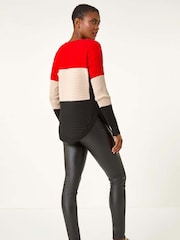 Roman Red 3 Colour Block Zip Front Knit Cardigan - Image 3 of 5