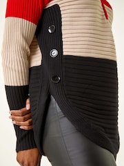 Roman Red 3 Colour Block Zip Front Knit Cardigan - Image 5 of 5