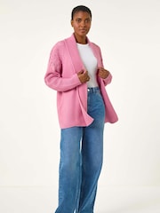 Roman Pink Edge To Edge Pointelle Knit Cardigan - Image 2 of 5