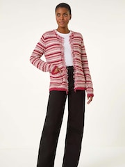 Roman Red Linear Textured Cardigan - Image 1 of 5