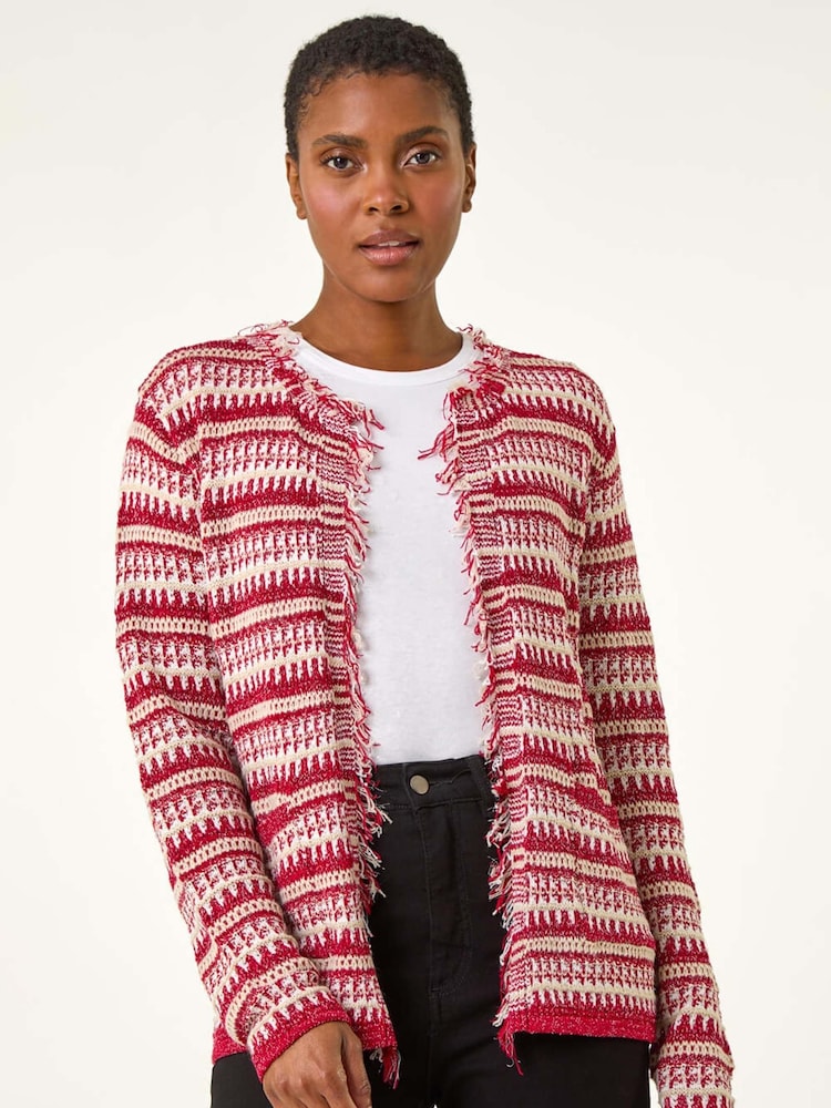 Roman Red Linear Textured Cardigan - Image 2 of 5