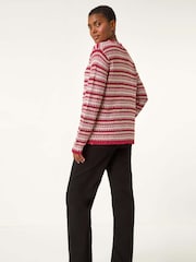 Roman Red Linear Textured Cardigan - Image 3 of 5