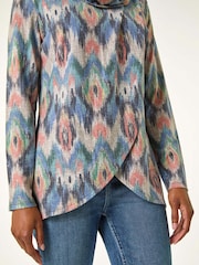Roman Blue Cowl Neck Snit Top - Image 5 of 5