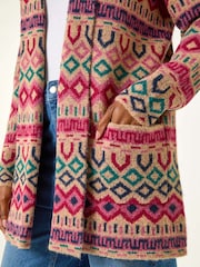 Roman Natural Geometric Pattern Knit Cardigan - Image 2 of 5