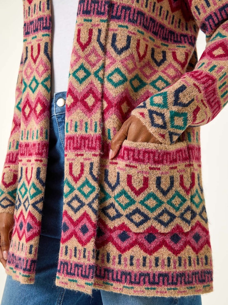 Roman Natural Geometric Pattern Knit Cardigan - Image 2 of 5
