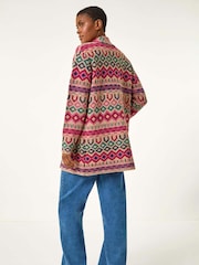 Roman Natural Geometric Pattern Knit Cardigan - Image 5 of 5
