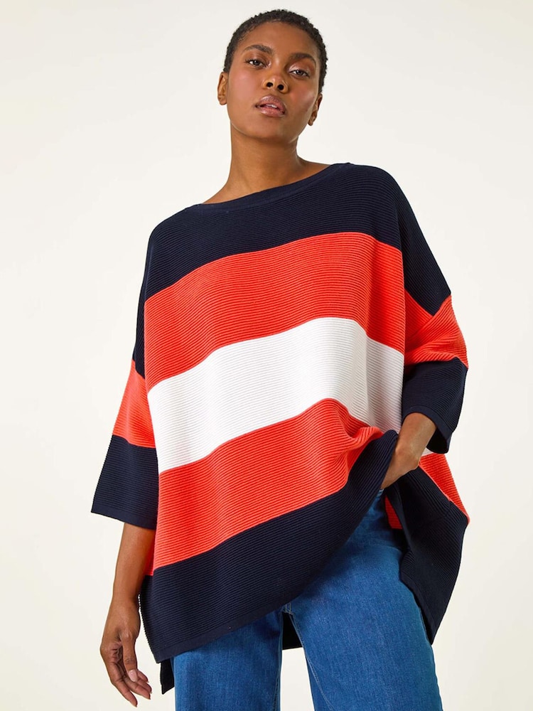Roman Orange Textured Colour Block Knit Jumper - Image 1 of 5