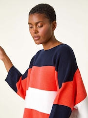 Roman Orange Textured Colour Block Knit Jumper - Image 2 of 5