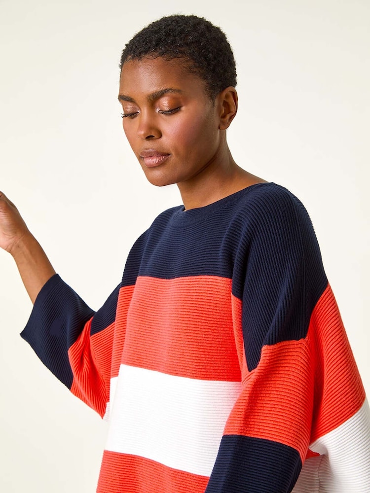 Roman Orange Textured Colour Block Knit Jumper - Image 2 of 5