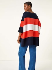 Roman Orange Textured Colour Block Knit Jumper - Image 3 of 5