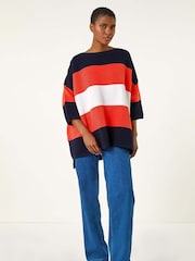 Roman Orange Textured Colour Block Knit Jumper - Image 4 of 5