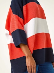 Roman Orange Textured Colour Block Knit Jumper - Image 5 of 5