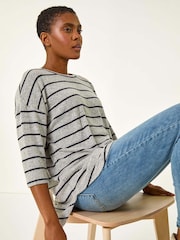 Roman Grey Stripe Jersey Snit Top - Image 1 of 5
