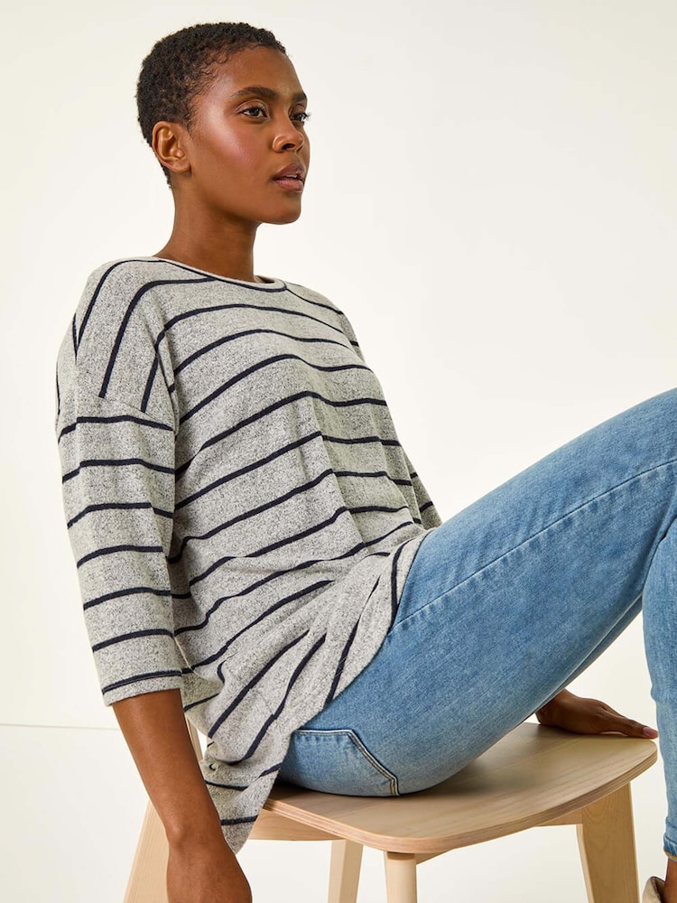 Roman Grey Stripe Jersey Snit Top - Image 1 of 5