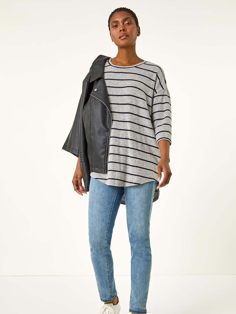 Roman Grey Stripe Jersey Snit Top - Image 2 of 5
